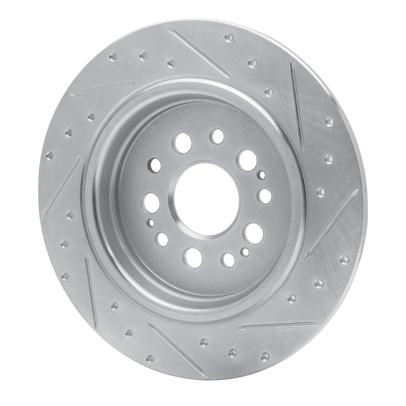 Acura RDX Brake Rotor (1) - Rear Left - R1 Concepts - Drilled & Slotted - Silver - `17-`25